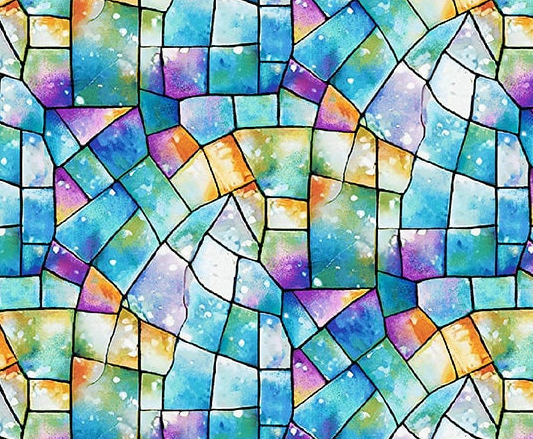 Henry Glass Kaleidoscope 108-inch blue multi wide backing