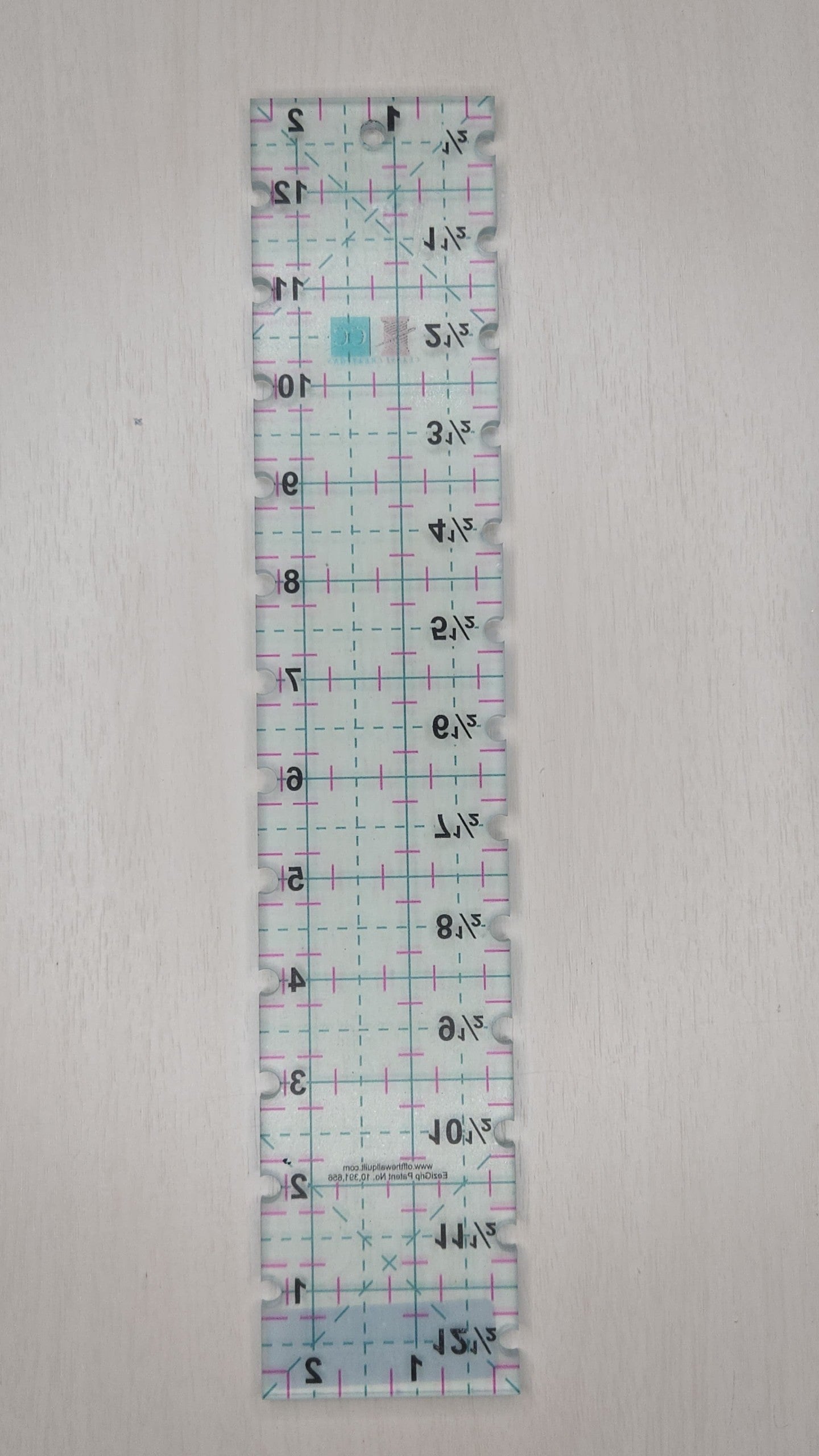 2.5 x 13 inch Acrylic Grip Ruler with Notches quilting notion