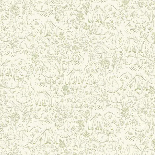 Makower UK Little Ones Etched Green 194G baby quilting cotton