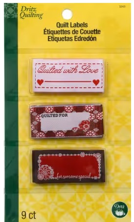 Sew-in embroidered fabric labels Quilted With Love notion
