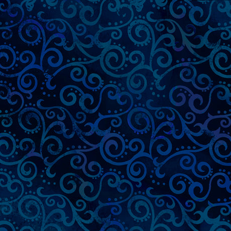 QT Ombre Scroll 24174-N Navy quilting cotton
