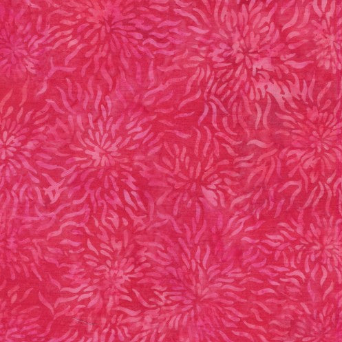 Island Batik Colorburst Starburst red coral batik fabric