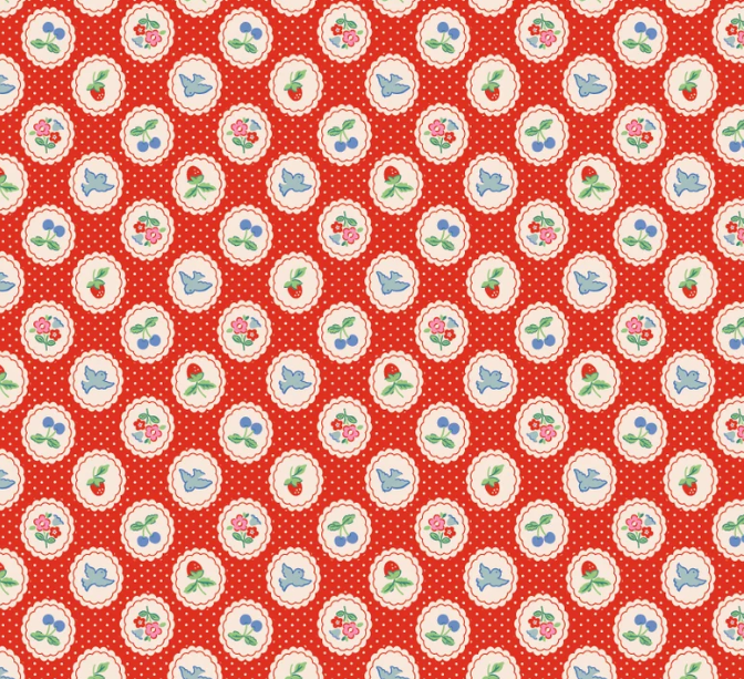 Poppie Cotton - Bluebells & Buttercups - Chirp & Charm Red