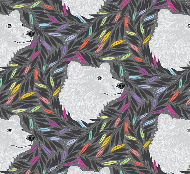 Tula Pink Just Bearly Carbon black quilting cotton FreeSpirit
