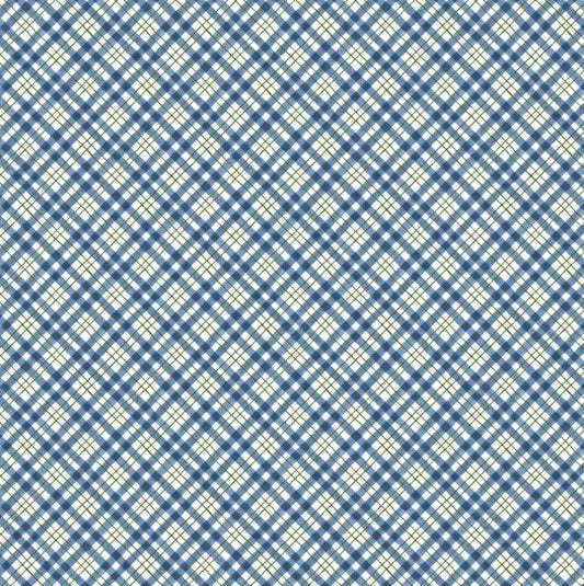 Lumin Patchwork Picnic blue diagonal plaid W105-018-506 quilting cotton