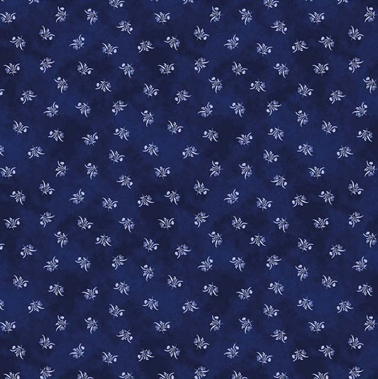 Windham China Blue Fleurette 54939-2 Delft Blue quilting cotton fabric