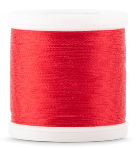 Spool of Madeira Polyneon 40wt thread in X-Mas Red, color 1839