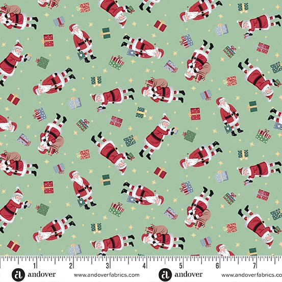Andover - Makower UK - Country Christmas - Santa Green 231-G