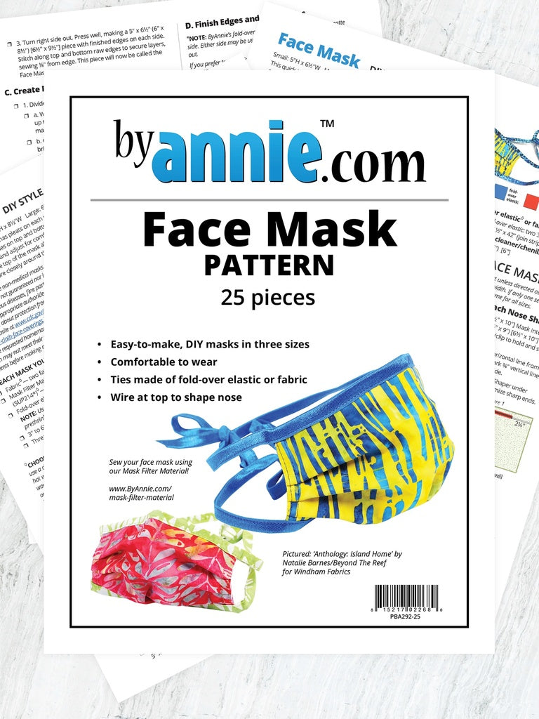 Face Mask Pack of 25 pattern by ByAnnie sewing