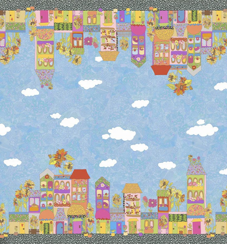Windham Laura Heine Flowers on Main My Street Sky 54890D-1 fabric