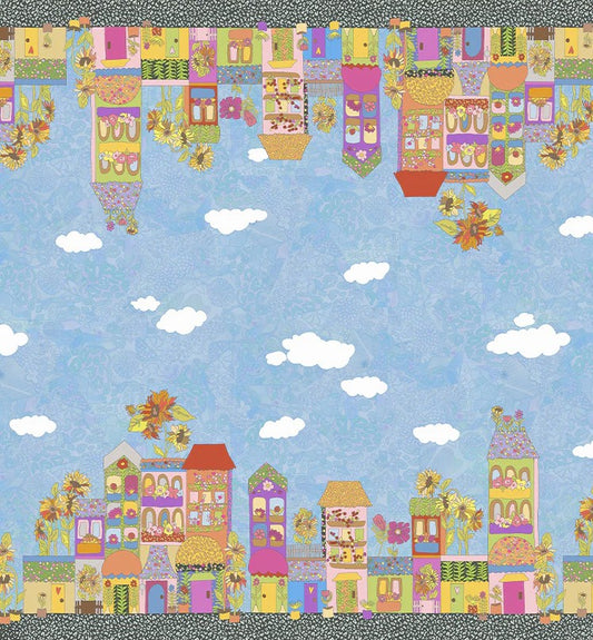 Windham Laura Heine Flowers on Main My Street Sky 54890D-1 fabric