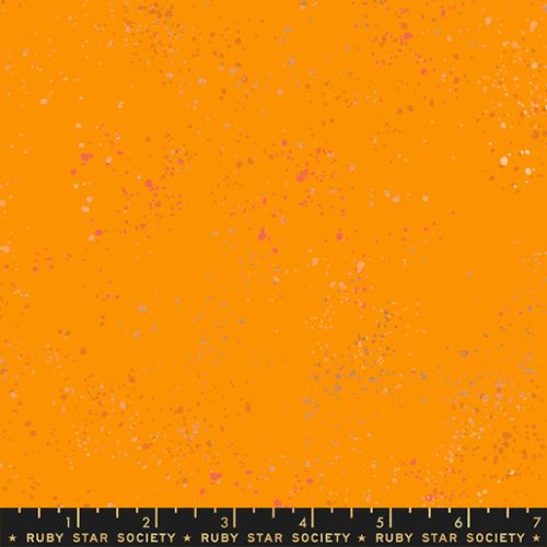 Ruby Star Speckled Metallic Clementine orange quilting fabric
