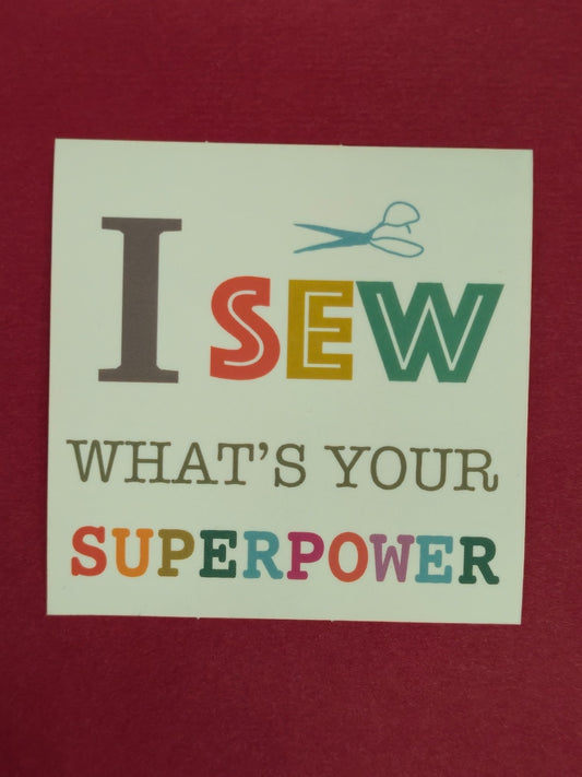 Minki Kim Sewing Illustration 'I Sew Superpower' vinyl sticker