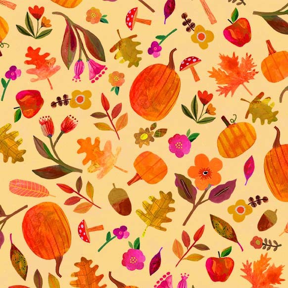 Michael Miller Pumpkin Floral print fall harvest quilting fabric