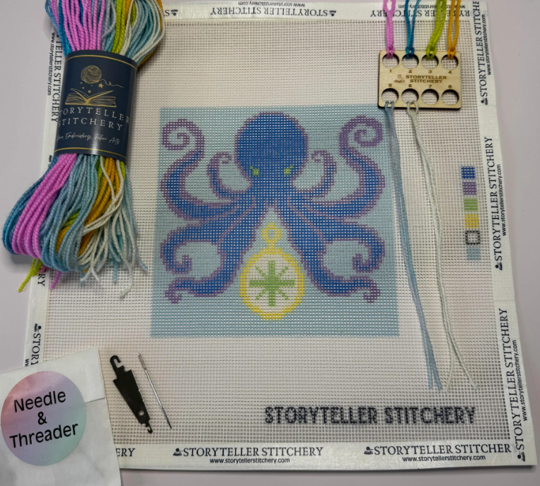 Storyteller Stitchery - Compass of The Deep Needlepoint Kit - 18 Mesh Canvas