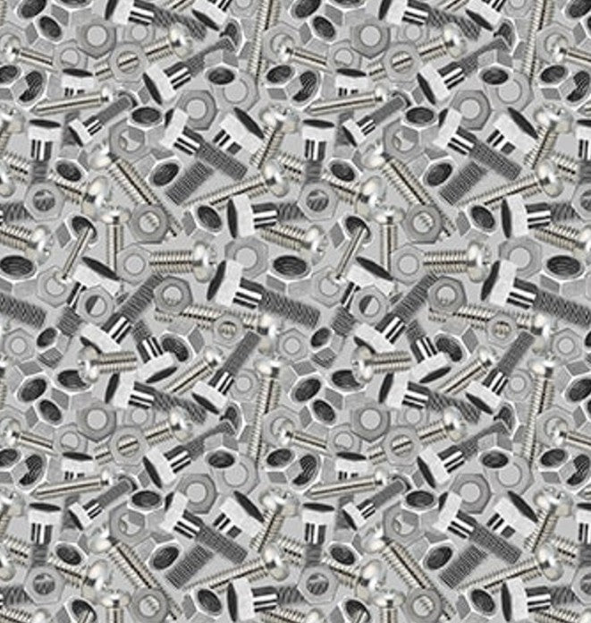 Let's Get Building 4399-98 grey baby novelty quilting cotton