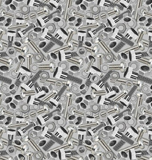 Let's Get Building 4399-98 grey baby novelty quilting cotton