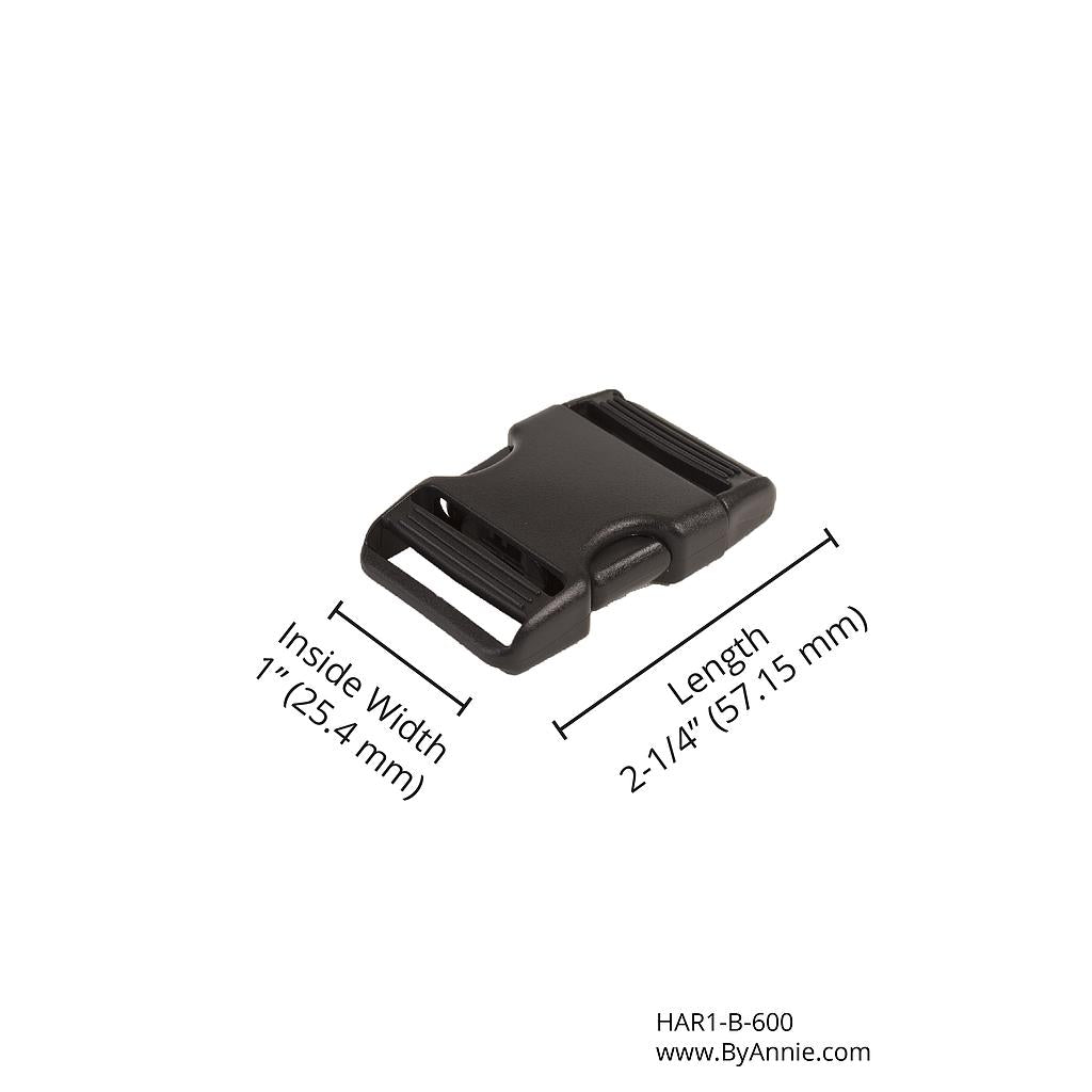1" Side Release Buckle - Black Plastic
