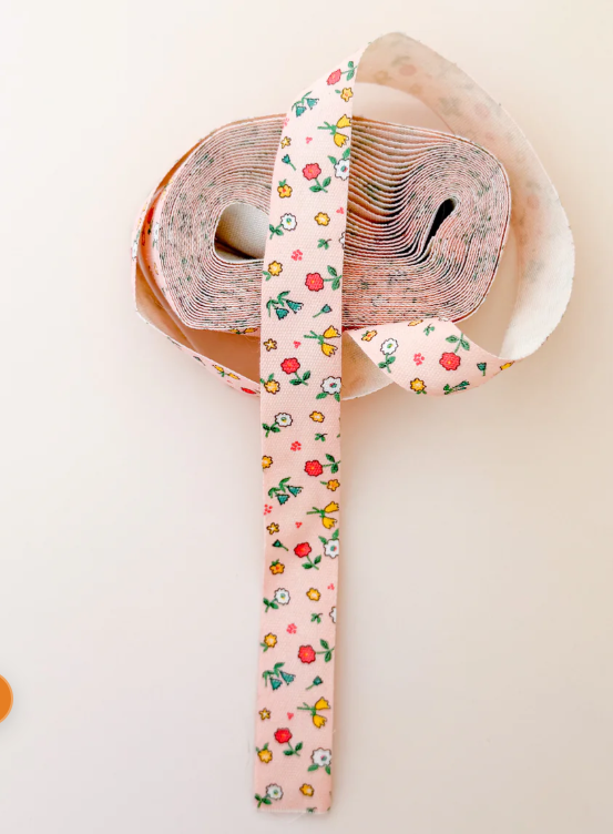 Minki Kim - 5yd Pink Floral Cotton Ribbon