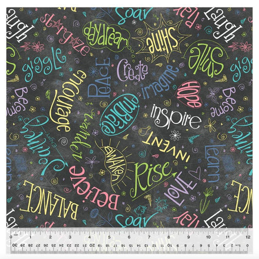 Noteworthy Aspirations - Chalkboard Wideback Cotton Fabric