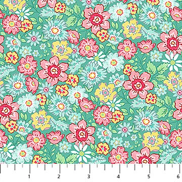 Northcott - Quilting In Bloom - Packed Floral - Turq Multi 28835-64