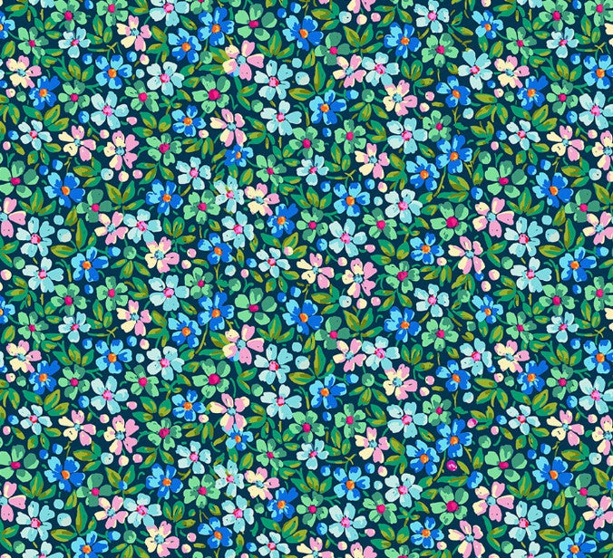 Free Spirit Festival Myosotis Blue quilting cotton fabric