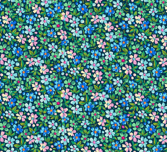 Free Spirit Festival Myosotis Blue quilting cotton fabric