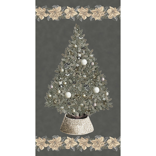 Robert Kaufman Holiday Flourish Forest Glen metallic Christmas cotton in Charcoal, SKU SRKM-23697-184