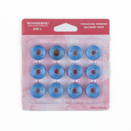 WonderFil Decobob prewound bobbin sky blue DB319 80wt Size L
