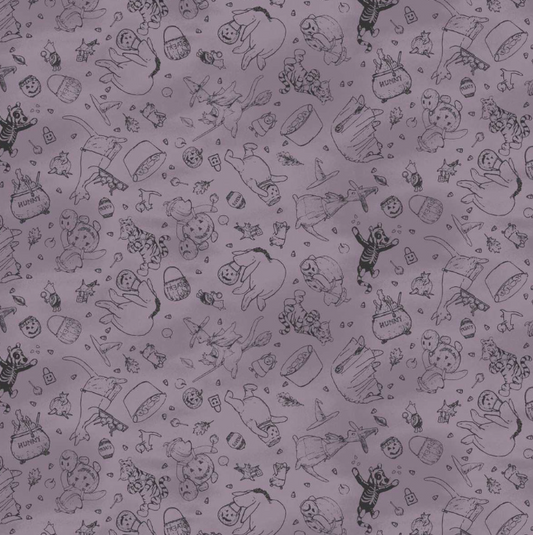 Studio E Haunted Acre Wood print 9133-55 in purple, Halloween cotton fabric