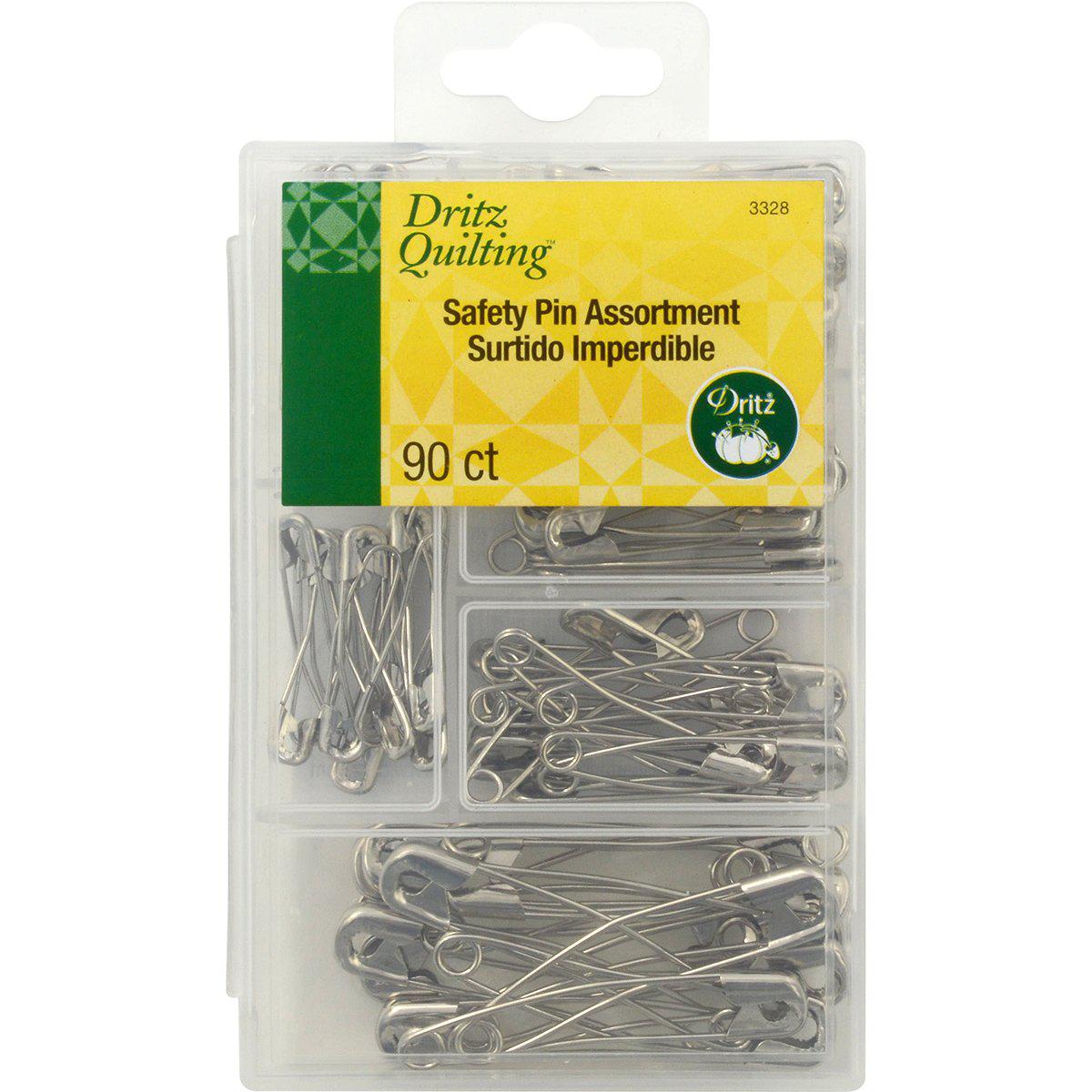 Dritz Curved Safety Pins assortment 90 count quilting notion