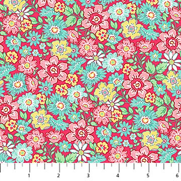 Northcott - Quilting In Bloom - Packed Floral - Red Multi 28835-24