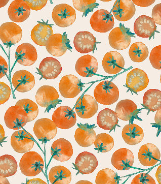 Lewis and Irene Vegetable Patch Vine Tomatoes orange print by Bluebellgray