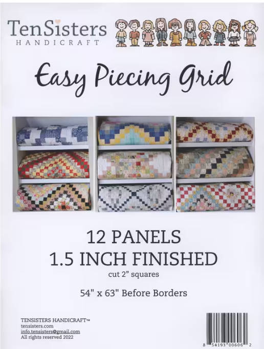 Ten Sisters EasyPiecing grid panels 12-pack 1.5-inch finished squares