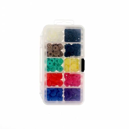 Bohin Snap Fastener Kit - 80 Pieces, 10 Color Assortment, Plastic, Craft Use