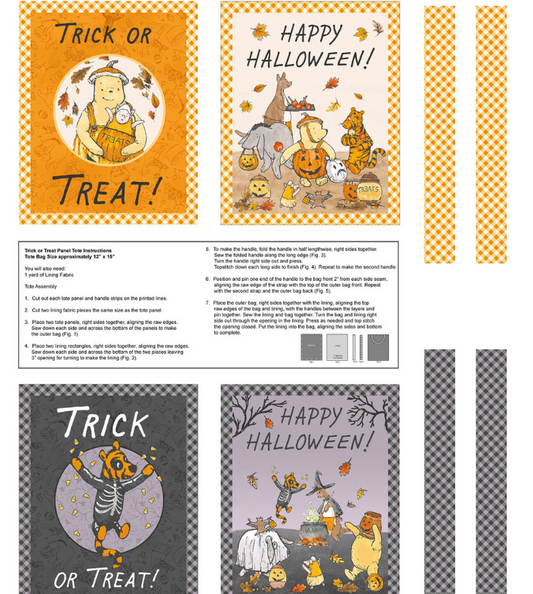 Studio E Haunted Acre Wood Trick or Treat Bag panel 9141P-35 orange and purple, cotton