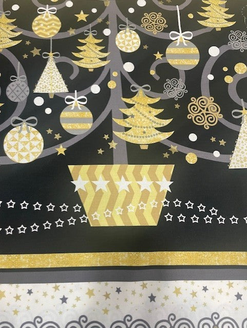 Quilting Treasures All That Glitters metallic effect Christmas print quilting fabric