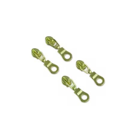 Four #3 donut zipper pulls gold finish bag hardware