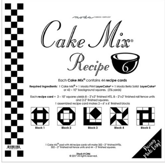 Cake Mix Recipe 6 CM6 44 count paper foundations half square triangle blocks