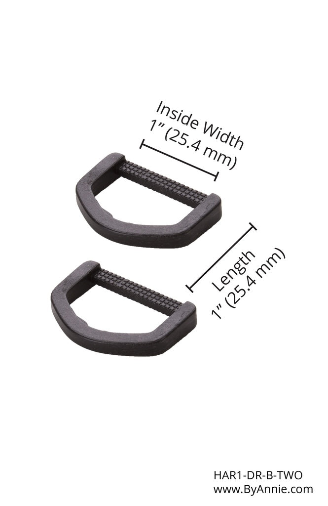 1" D-Ring - Black Plastic - Set of Two