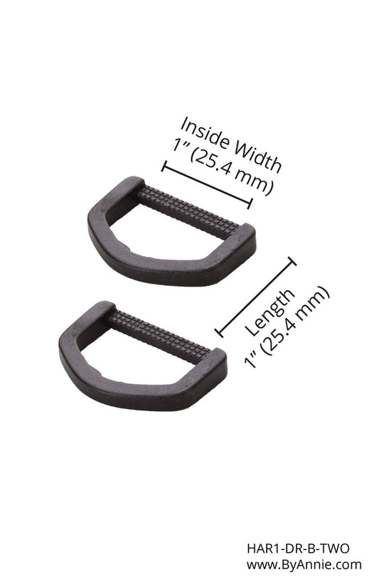 1" D-Ring - Black Plastic - Set of Two