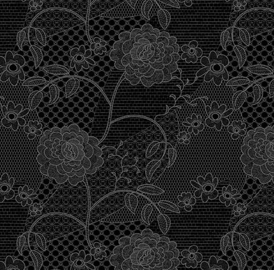 Blank La Vie En Rose 4217-99 Black cotton quilting fabric