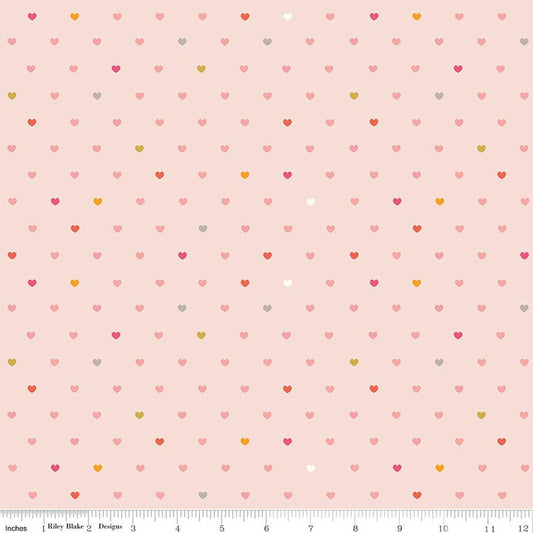 Riley Blake Flannel Serendipity 2 Hearts Blush cotton flannel