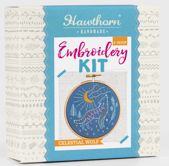 Hawthorn Handmade Celestial Wolf embroidery kit