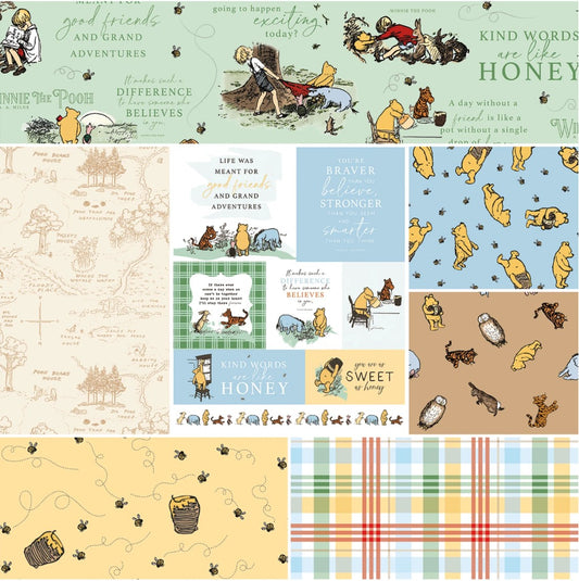 Riley Blake - Winnie the Pooh 1 Yard Bundle Green, 7 Pcs