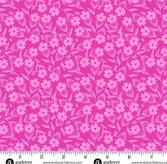 andover Magenta Sunshine Blooms 1569E Petals and Stitches by Stephanie Organes
