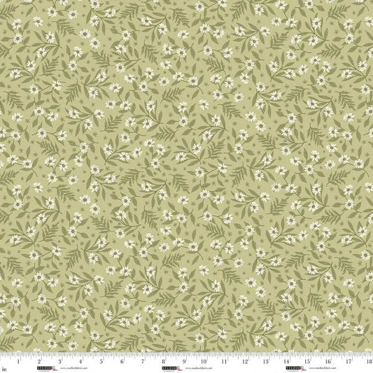Studio E Layla Chelsea Designworks Dusty Green Daisy quilting cotton
