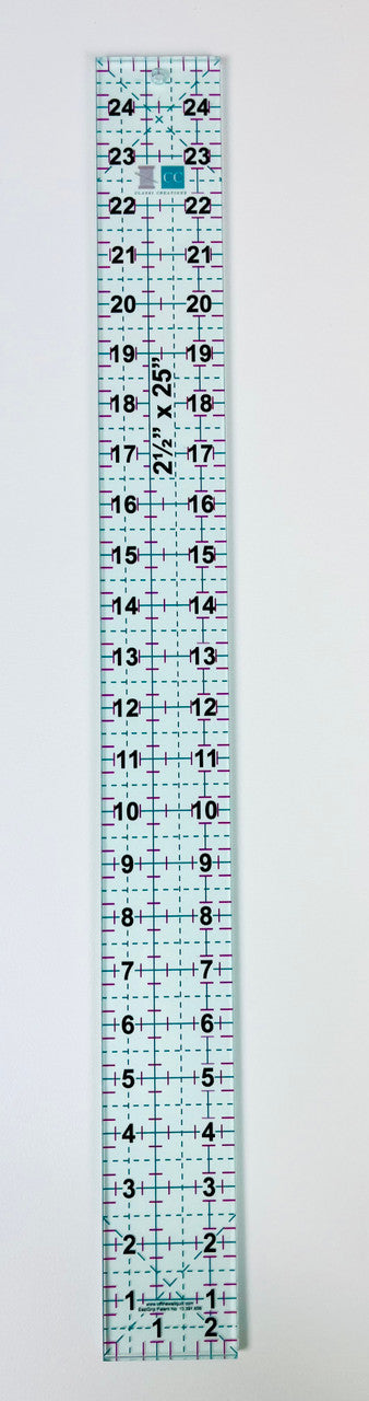 2.5 x 25 inch Acrylic Grip Ruler with Grid Lines quilting notion