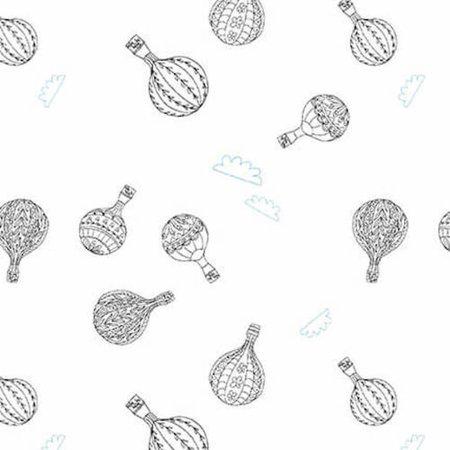 Blank Lower the Volume Hot Air Balloons White quilting fabric