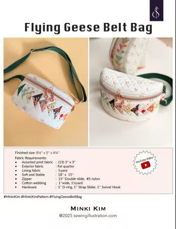 Flying Geese Belt Bag sewing pattern quilted wearable bag instructions